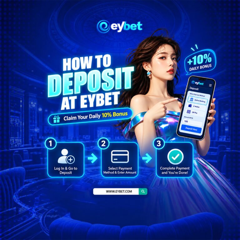 Depositing at Eybet takes a few steps — and doing it right means you don't miss the Daily 10% Bonus. Here's the walkthrough.